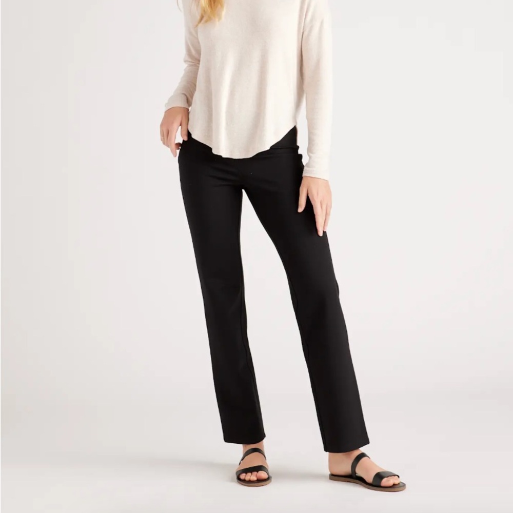 Quince Ultra-Stretch Ponte Straight Leg Pants, black, NWT, small